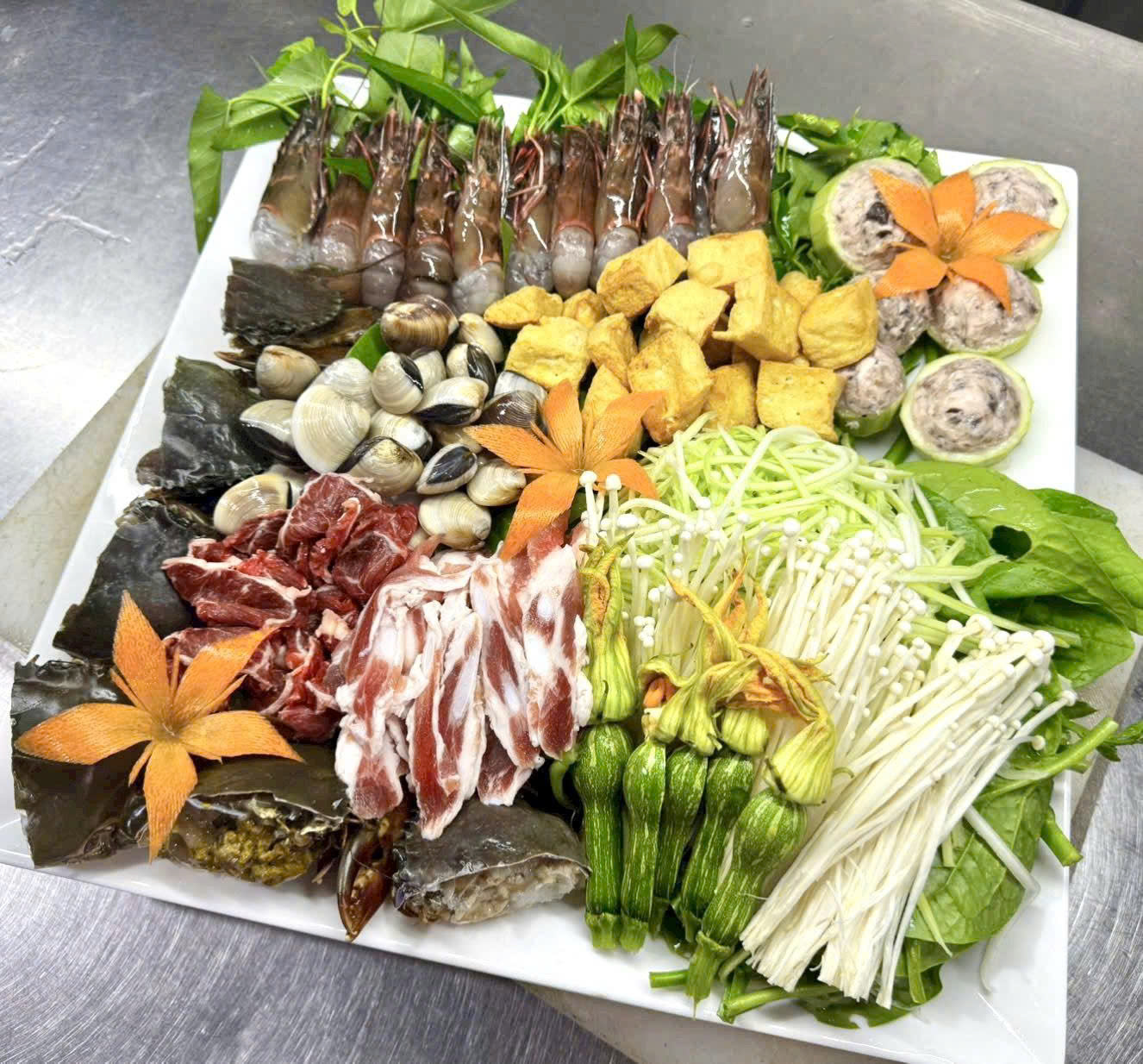 Set lẩu Tôm cua cốm bầu